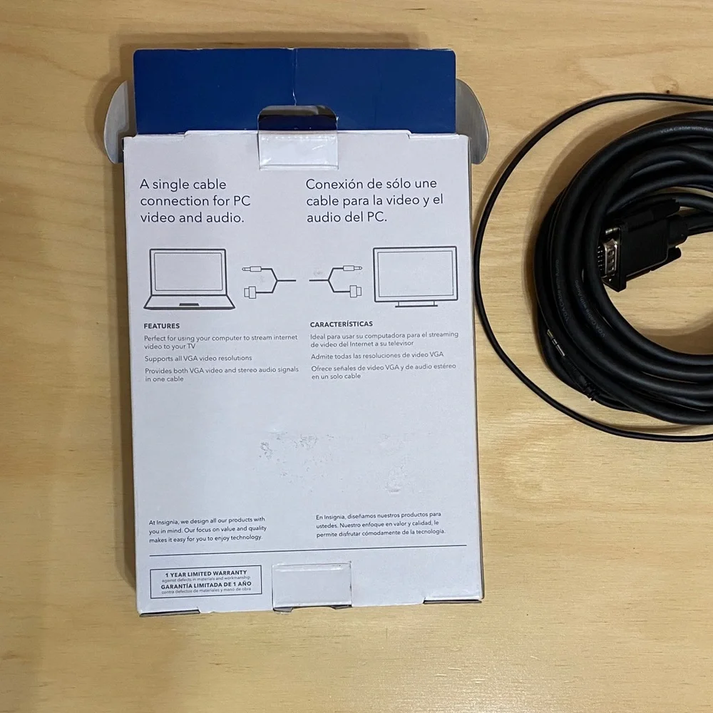 Insignia Black VGA Cable with Audio - 12ft